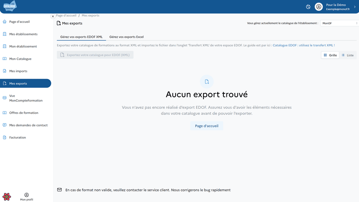 Plateforme MonCatalogueFormations screenshot
